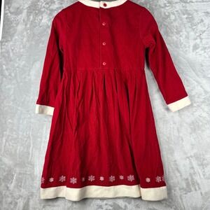Hanna Andersson‎ Girls Red Corduroy Christmas Holiday Snowflake Dress